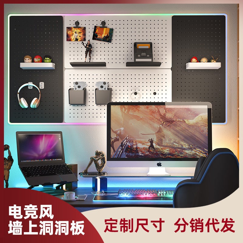 Game Desk Wall Pegboard Display Rack Computer Desk Wall Storage Organizer Equipment Placement Rack Desk - Image 2